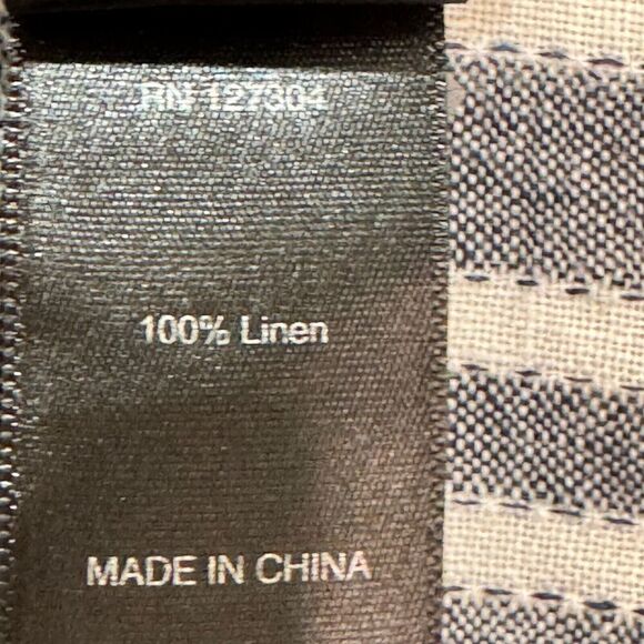 Ali Miles Womens Tunic Top Size 1X Linen Black Grey White Stripes Buttons Artsy - Picture 6 of 8